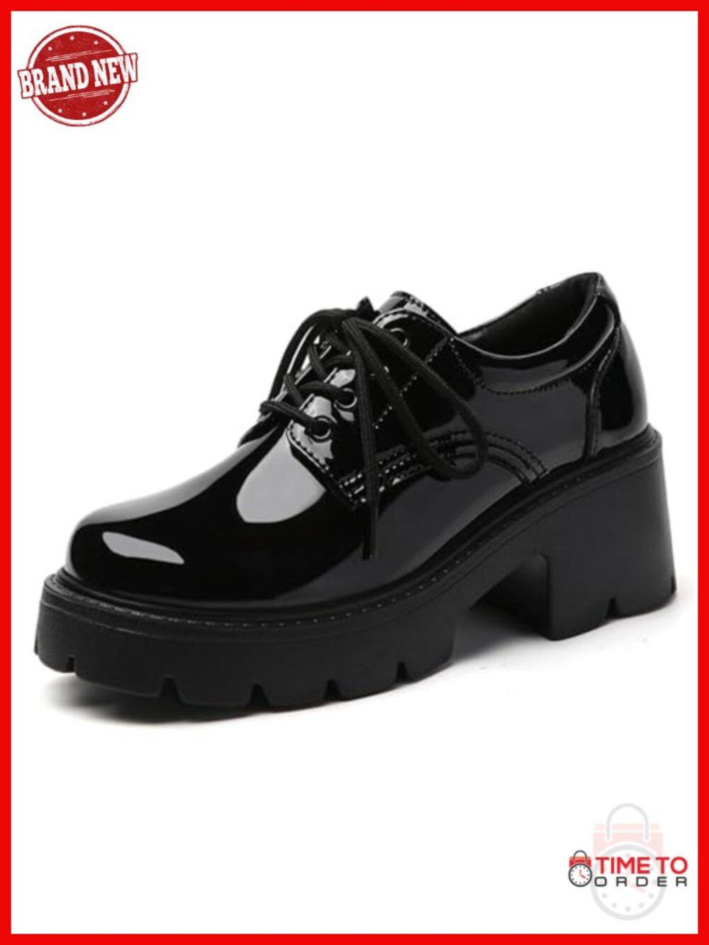 Platform Oxford Shoes Chunky Heels Lace-Up Memory Foam Comfort Work Office - Picture 1 of 6